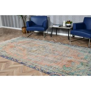 Alfombra Turca Vintage de Lana Azul, 5.3x9.7 pies (163x296 cm) - Product Image 5