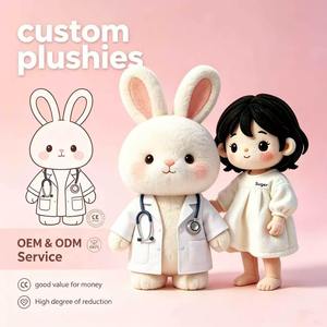 Peluche personnalisée en gros : <span class=keywords><strong>Lapin</strong></span> Docteur, <span class=keywords><strong>Lapin</strong></span> en Peluche avec Blouse Médicale et Stéthoscope, Mascotte d'Hôpital - Product Image 1