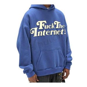Sweats à capuche streetwear pour hommes avec logo personnalisé de haute qualité 100% coton surdimensionné unisexe poids lourd 3D sweats à capuche avec lettres à impression bouffante - Product Image 5