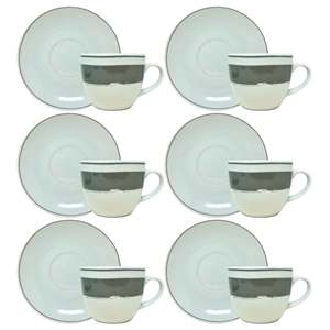 Manta elegante Set di 6 tazze da caffè in porcellana con piattini - Product Image 1