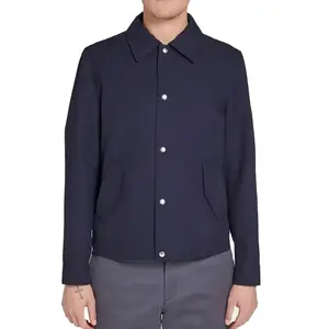热卖蓝色纽扣防风时尚户外高品质定制设计男士教练夹克