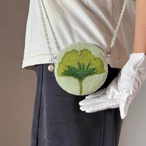 Bolso de mano con cuentas de cristal personalizado con color personalizado para regalo de dama de honor de boda diseño floral azul MS artesanía - Product Image 5