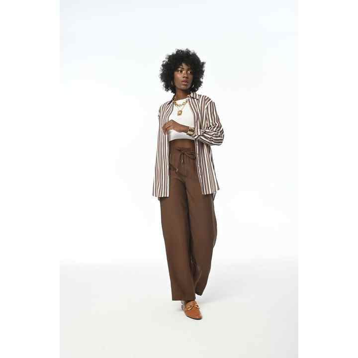 WOMEN'S STRIPED PATTERNED OVERSIZE SHIRT