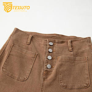 Pantalon cargo taille haute pour femme Jeans en denim taille haute élégants - Product Image 1