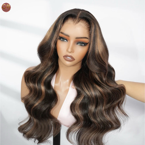 Peluca de <span class=keywords><strong>Cabello</strong></span> Humano 100% Virgen <span class=keywords><strong>con</strong></span> Ondas Marrones, Encaje Frontal HD Transparente, Pre-Desplumada, Densidad 200, para Salón - Product Image 1
