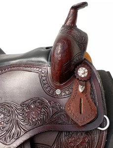 Selle de cheval en cuir véritable de concepteur fait à la main | Selle de course anglaise occidentale en cuir durable et confortable pour l'équitation - Product Image 4