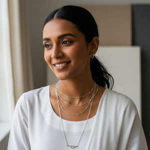 Collier à maillons minimaliste multicouche en argent 925 plaqué or rhodié moderne Pendentif mode de haute qualité pour le quotidien des femmes - Product Image 1