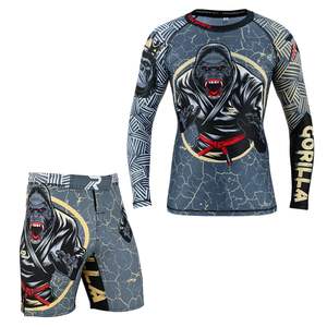 Mujeres hombres Rashguard manga larga personalizado impreso compresión Top con shortsStretch Fit Gymwear OEM fabricante de tela de secado rápido - Product Image 1