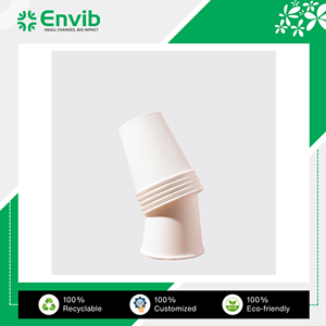 Taza de papel de pared simple reciclable desechable de 8oz de calidad superior Bebidas frías marca ENVIB colores personalizables/Logotipo/diseños calor - Product Image 3