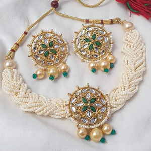 Wholesale Price Indian Jewelry Traditional Gold Plated <b>Crystal</b> Kundan Bridal Choker Necklace & <b>Earrings</b> Jewelry Sets for Women - Product Image 3