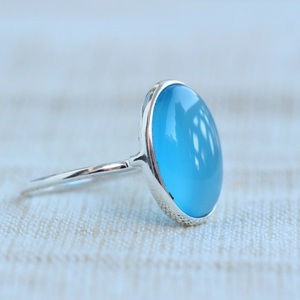 Aqua Chalcedony Gemstone Sterling <b>Silver</b> Handmade Statement <b>Ring</b> <b>Boho</b> Fashion Jewelry Gift for Women - Product Image 4