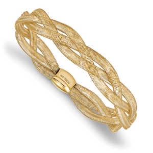 Brazalete de Oro Amarillo de 14K, Elegante, Trenzado, Extensible, con Eslabones de Malla, Accesorio Elegante - Product Image 2