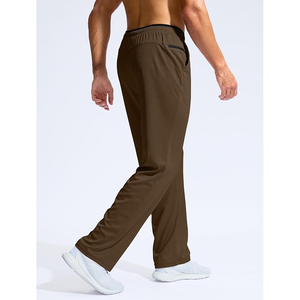 Pantalones de chándal con bolsillos para hombre, pantalones antiarrugas para entrenamiento de gimnasia, pantalones antiarrugas para hombre, pantalones teñidos lisos - Product Image 2