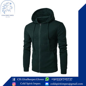 Sweat-shirt à capuche à manches longues de couleur unie pour hommes, veste à fermeture éclair et cordon de serrage avec poches - Product Image 2