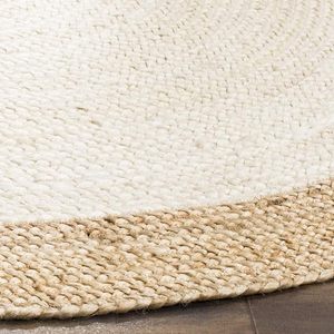 Handwoven Jute <b>Boho</b> Vintage Braided Reversible Area <b>Rug</b> Eco-Friendly Yellow Beige Round <b>Rug</b> for Bedroom Floor Home Use - Product Image 4