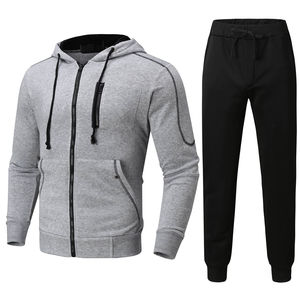 Meilleure vente personnalisable hommes Sport Style survêtement 100% haute qualité Polyester polaire solide hiver fermeture éclair survêtement ensembles - Product Image 1