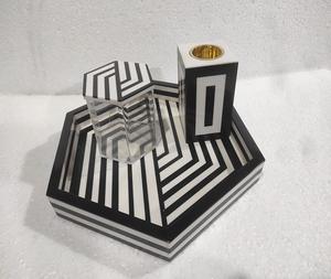 Ensembles de plateau Bakhoor d'encens en résine de nacre avec couvercle en acrylique Utilisation de cadeau religieux de f s international - Product Image 3