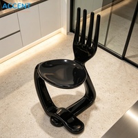 Chaise d'appoint en FRP en forme de fourchette, nouveauté pour restaurant, bar, galerie d'art, salle d'exposition, villa moderne, décoration intérieure, mobilier