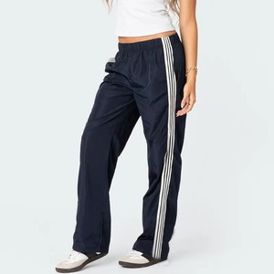 กางเกงวอร์มเอวสูงของผู้หญิงกางเกงผ้าแคนวาสสำหรับใส่ได้ทุกวันมีแถบคาดเอวยางยืดและกระเป๋าสวมใส่สบาย - Product Image 2