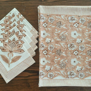 Hand Block Printed Cotton <b>Placemat</b> & Napkin Set Floral Table Linens Cotton tablemats Artisancrafted - Product Image 5