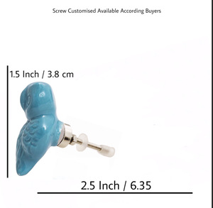 Artesanías King Turquesa Perillas de cerámica Industrial CK 558 Búho Cajón Gabinete Manija Tiradores para cocina Armario Dormitorio Tocador - Product Image 3