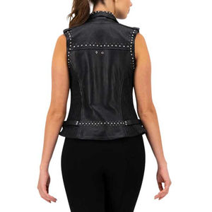 Wholesale Genuine Leather Zipper <b>Women's</b> Vests High Quality Custom Fabric & Color Oversized Vest & <b>Waistcoat</b> - Product Image 6