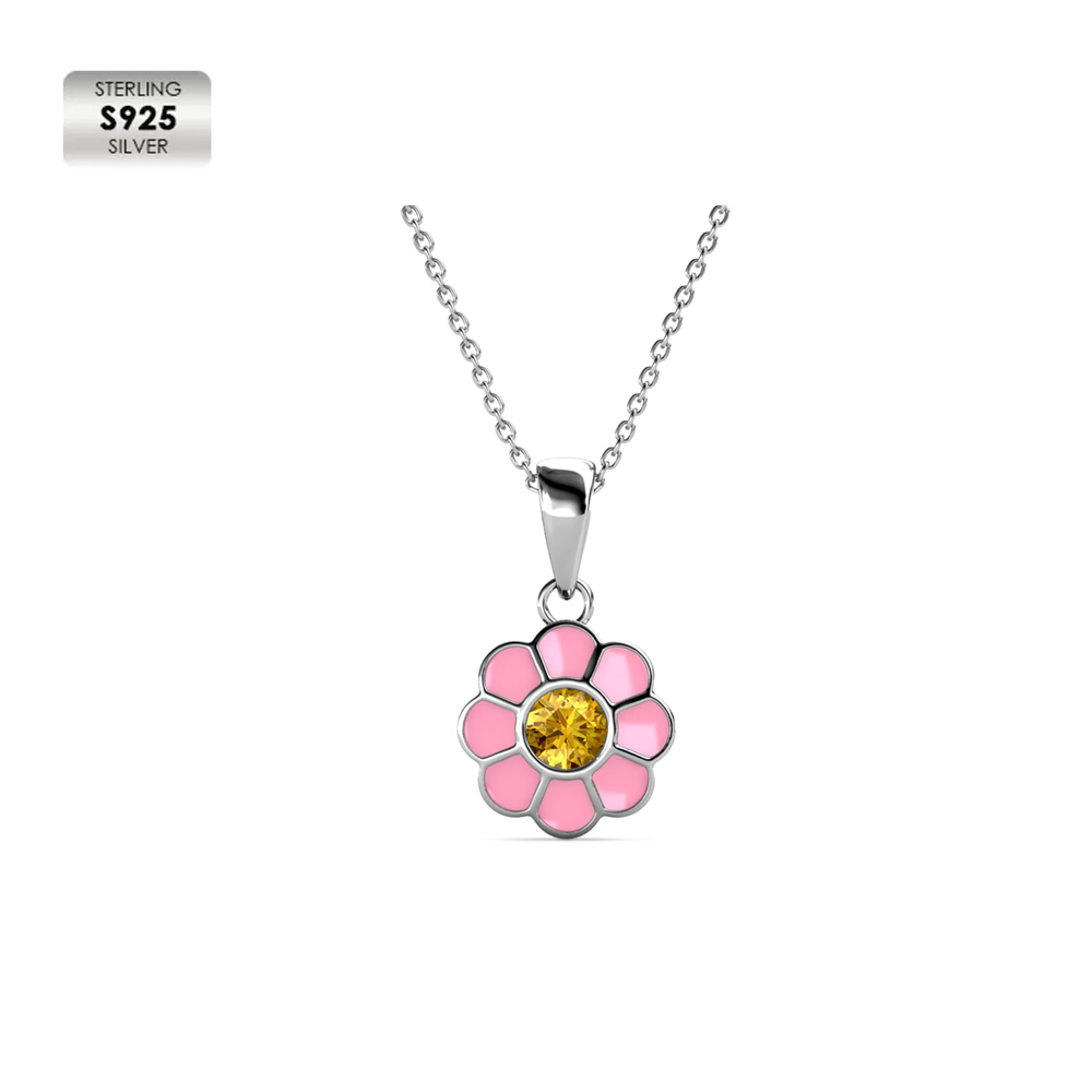 Collier en argent S925 plaqué or blanc 18 carats avec cristal
