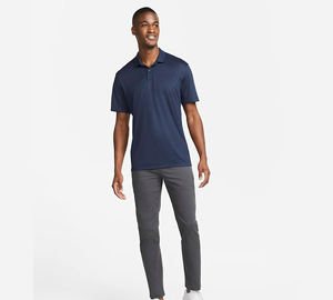 Respirant anti-transpiration 100% polyester coupe standard détendue avec patte à 2 boutons obsidienne Performance polos de golf pour hommes - Product Image 3