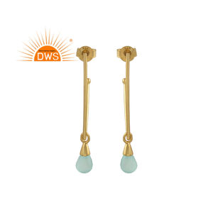 ต่างหูพลอยคาลซิโดนีธรรมชาติทำจากเงินสเตอร์ลิง925สินค้ามาใหม่ผู้ผลิตเครื่องประดับตามสั่ง - Product Image 1