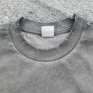 Vente en gros 100% coton T-shirts pour hommes col rond manches longues anti-boulochage Ringer Fit Logo personnalisé solide motif court Design de mode - Product Image 2