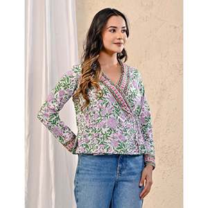 T-shirt blanc 100 % coton pour femme, imprimé Jaal, écologique, respirant, broderie Dori latérale, tailles XS XXS, version ajustée - Product Image 6