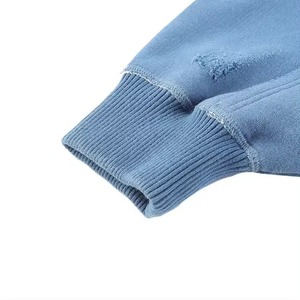 2024 Premium personnalisé hommes français Terry sweats à capuche 500gsm lavage à l'acide motif en détresse capuche surdimensionnée décontracté court en relief - Product Image 4
