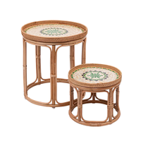 Ensemble de table basse et table de chevet en rotin, style bohème moderne, fait main, écologique, meubles de salon pour hôtel et chambre à coucher