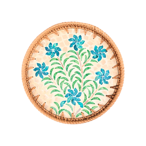 Bandeja de ratán redonda hecha a mano para servir comida con incrustaciones de nácar, nuevo patrón para decoración del hogar y la cocina, venta al por mayor de Vietnam - Product Image 2