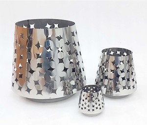 Portavelas Votivo de Acero Inoxidable Pulido Espejo, Moderno, Hecho a Mano, con Corte Láser Elegante, para Decoración Navideña. - Product Image 2