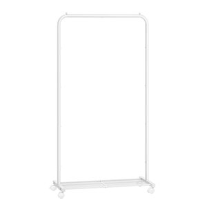 Porte-vêtements rotatif <span class=keywords><strong>SONGMICS</strong></span> avec 2 roues verrouillables, cadre en acier de 74 cm de large, étagère en fil métallique, capacité de charge de 35 kg, blanc H - Product Image 1