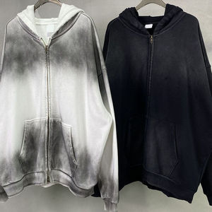 Sweat à capuche unisexe vintage délavé à l'acide, en molleton de coton épais, effet vieilli, coupe oversize, streetwear de haute qualité - Product Image 1