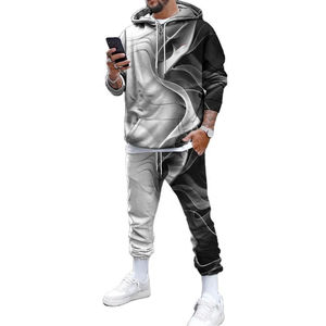 Servicio OEM Heavyweight 100% Cotton Pullover Hoodie y Sweatpants Plain Blank Conjunto de dos piezas para hombres Pedido mínimo 2PCs - Product Image 3