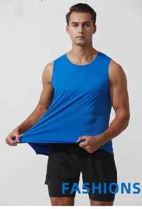Respirant sans manches débardeurs pour grands hommes grande taille Gym Muscle chemise entraînement gilet coton formation Fitness porter - Product Image 2