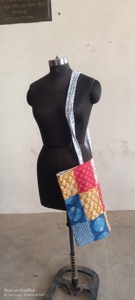 Bolso de compras con estampado de algodón personalizado, bolso de compras portátil de moda ecológico con patrón geométrico - Product Image 3