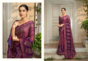 Patrón floral tradicional Georgette Pañuelo de seda Estilo étnico con acabado cálido Diseño floral Burnout - Product Image 3