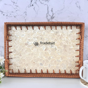 Bandeja Decorativa de Ratán Natural Moderno y Elegante, de Primera Calidad, Hecha a Mano, Móvil, Tradebyd - Product Image 4