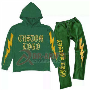 Venta al por mayor Hombres Patchwork Fleece 3D para Puff Imprimir Sudadera con capucha Pantalones de chándal a prueba de viento Invierno Gimnasio Ropa deportiva Conjunto de dos piezas Chándales - Product Image 2