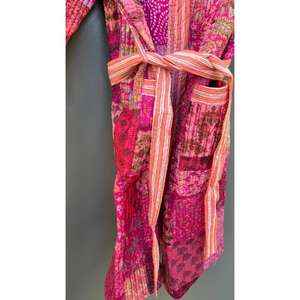 Best Quality Silk Kantha Robe <b>Long</b> Patchwork Jacket Womens Reversible Kimono Bridal <b>Dressing</b> <b>Gown</b> Quilted Jacket - Product Image 4