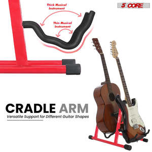 Support de guitare double à 5 cœurs en forme de A avec bras en mousse pour guitares acoustiques, électriques, basses, ukulélés et banjos - Product Image 5