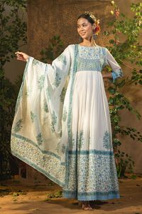 Vêtements indiens Costume Anarkali en rayonne et coton pour femme pour une tenue de fête disponible au prix de gros depuis l'Inde - Product Image 4