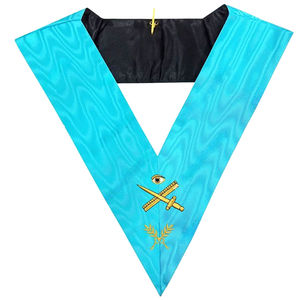 Collier d'insigne à coudre de Regalia maçonnique de matériel en cuir brodé d'expert français - Product Image 1