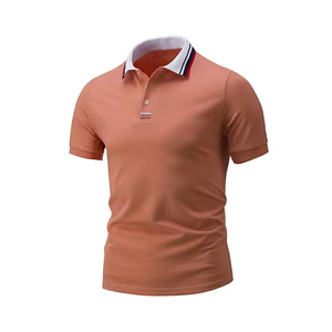 Haute Qualité Hommes Polos Top Vente Hommes Nouveau Style Simple Meilleure Couleur Unie Bleu Et Orange Couleur FR Polo Pour Hommes - Product Image 3