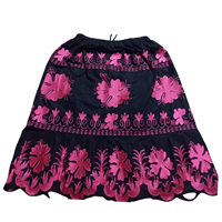 Minifalda Bohemia Bordada para Mujer Talla Grande, Estilo Primavera, con Flores Hechas a Mano, de Algodón