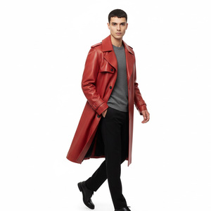 Abrigo de Cuero para Hombre, Gabardina Larga de Invierno, Cálida, Clásica, de Moda, Prenda Exterior Suave, Duradera y Elegante, Abrigo de Algodón de Secado Rápido para Exteriores - Product Image 2